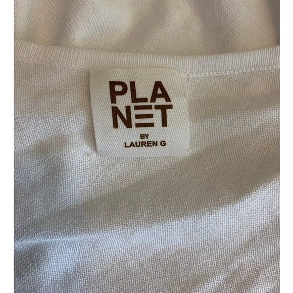 PLANET Lauren G White Yellow Diamond Print Pointed Hem Dolman Sweater One Size - Picture 4 of 10